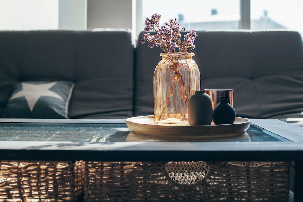 Fall decor on a coffee table at independent living