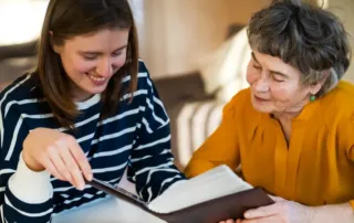 Grandmother and her young granddaughter spending time together